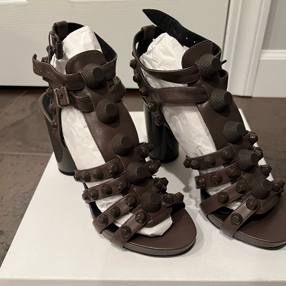 Balenciaga block heel stud sandals